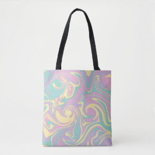 Tote Bag Déversement - rose pastel, jaune, violet et vert