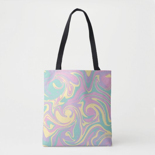 Tote Bag Déversement - rose pastel, jaune, violet et vert (Devant)