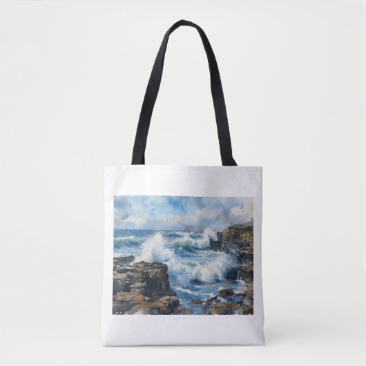 Tote Bag Devils Churn Waves Against Rocks,  (Devant)
