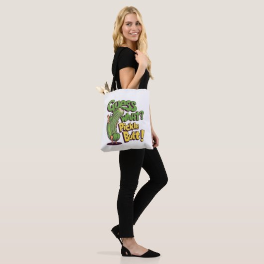 Tote Bag Devinez quoi_ Fessier de cornichon ! Drôle de conc (Sur le modèle)