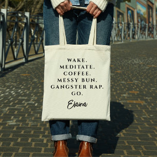 Tote Bag Devis moderne tendance noir et blanc