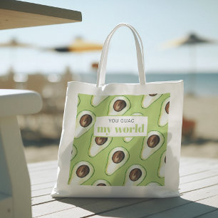 Tote Bag Devis moderne vert Avocado amusant