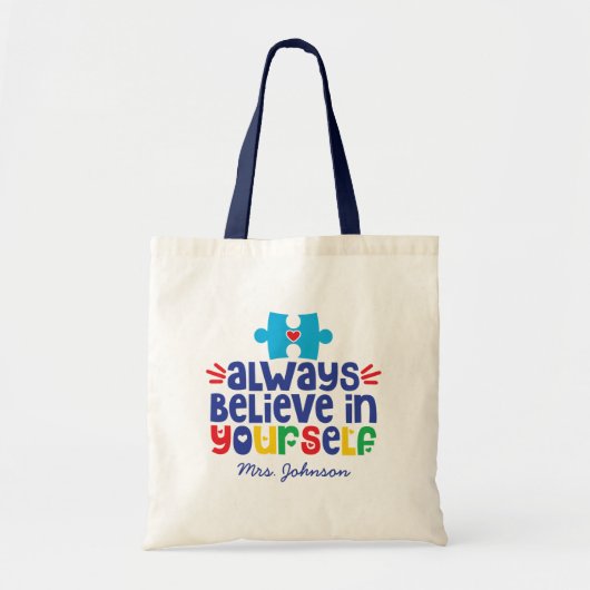 Tote Bag Devis motivationnel | Professeur d'autisme personn (Devant)