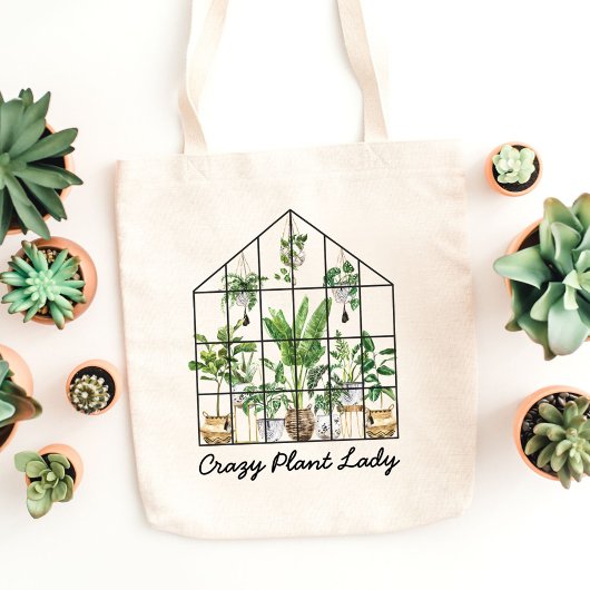 Tote Bag Devis Plante de la maison tropicale aquarelle