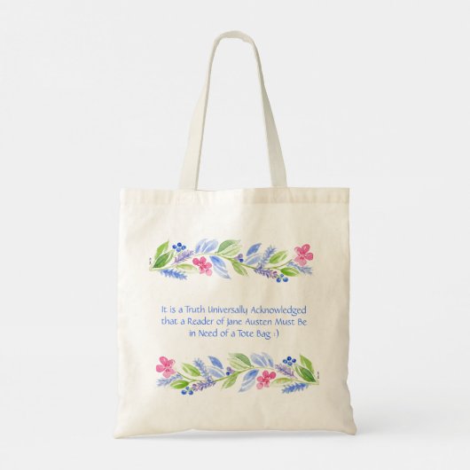 Tote Bag Devise florale de Jane Austen (Dos)