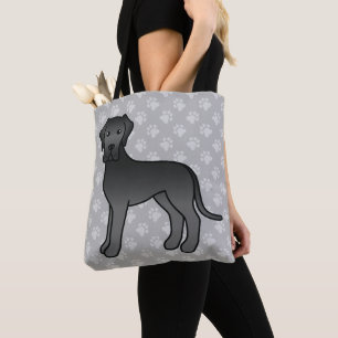 Tote Bag Dévrier allemand de couleur noir dessin animé de c
