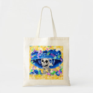 Tote Bag Dia De Los Muertos Calavera Crâne à sucre en bleu