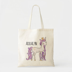 Tote Bag Diadème Licorne Violet Blanc Personnalisé