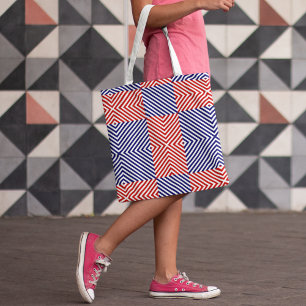 Tote Bag Diagonale Rouge Et Bleue