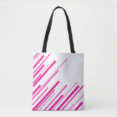 Tote Bag Diagonales en Magenta et Blanc (Devant)