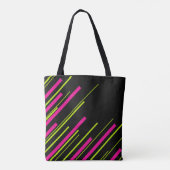 Tote Bag Diagonales en vert citron, rose et noir (Dos)