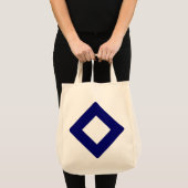 Tote Bag Diamant blanc, Bordure bleu gras (Devant (produit))