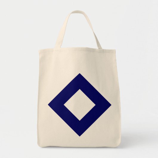 Tote Bag Diamant blanc, Bordure bleu gras (Devant)