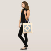 Tote Bag Diamant bleu pâle, Bordure blanche gras (Devant (modèle))