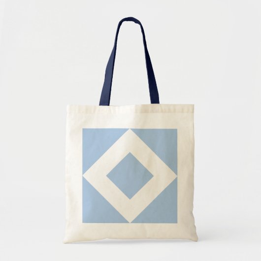 Tote Bag Diamant bleu pâle, Bordure blanche gras (Devant)