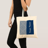 Tote Bag Diamant Chevron de marine avec le nom @ (Devant (produit))