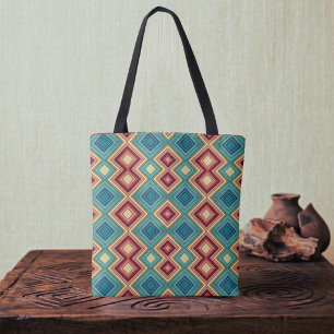 Tote Bag Diamant et rayures multi-colorés doux