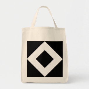 Tote Bag Diamant noir, Bordure en blanc gras
