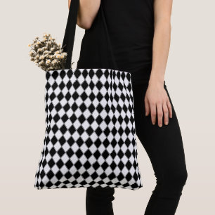 Tote Bag Diamant Noir et Blanc Motif Argyle