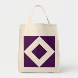 Tote Bag Diamant Profond Violet, Bordure Blanche Gras
