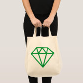 Tote Bag Diamant simple - Vert herbe sur naturel (Devant (produit))
