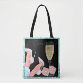 Tote Bag Diamants de Parties scintillant rose turquoise et  (Devant)