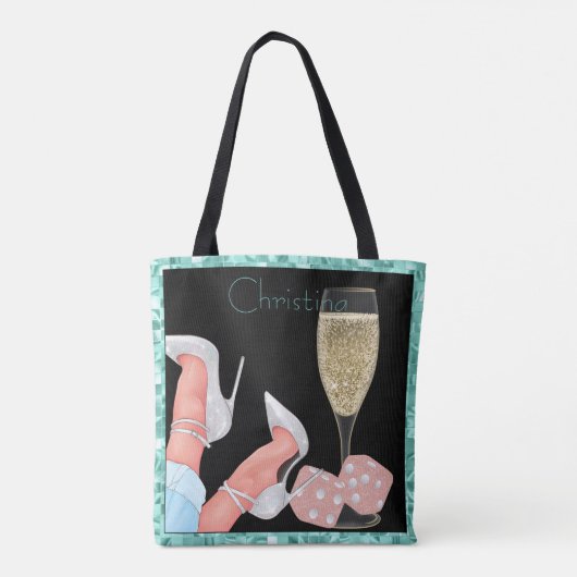 Tote Bag Diamants de Parties scintillant rose turquoise et  (Dos)