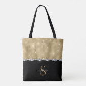 Tote Bag Diamants Monogramme Or Luxe Noir Sophistiqué (Dos)