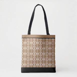 Tote Bag Diamants noirs, beige et blancs élégants