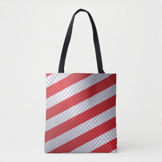 Tote Bag Diamondplate de Noël avec des rayures rouges (Devant)