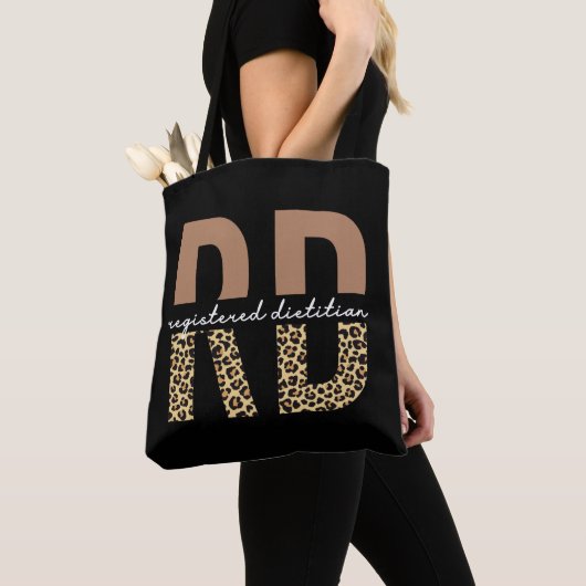 Tote Bag Diététiste enregistrée Cheetah imprimer Dons RD (De près)
