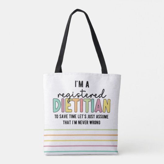 Tote Bag Diététiste enregistrée RD ne se trompe jamais de c (Dos)