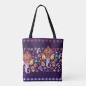 Tote Bag Dieu hindou Ganesha et symboles indiens en bande (Dos)