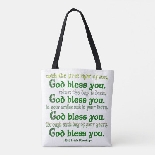 Tote Bag Dieu te bénisse, bénédiction irlandaise (Dos)