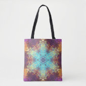 Tote Bag Digital Mandala bleu jaune et violet (Devant)