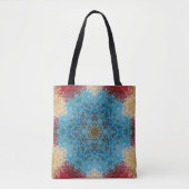 Tote Bag Digital Mandala bleu rouge et jaune (Devant)