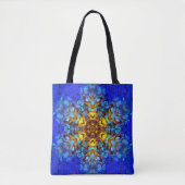 Tote Bag Digital Mandala jaune et bleu (Devant)
