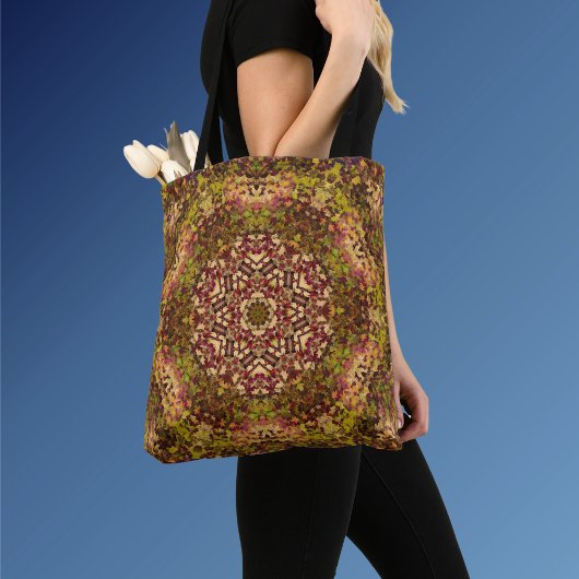 Tote Bag Digital Mandala jaune rouge et violet