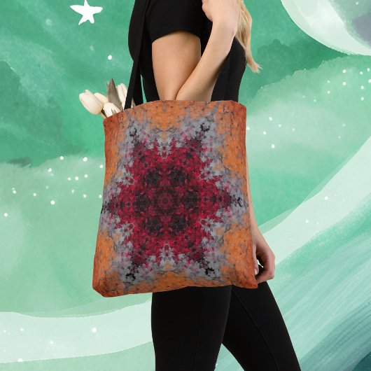 Tote Bag Digital Mandala rouge orange et bleu