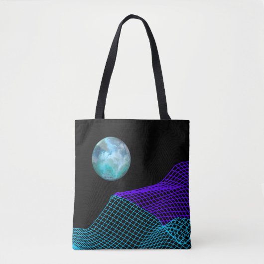 Tote Bag Dimensions Abstraites Planet violet bleu noir (Devant)