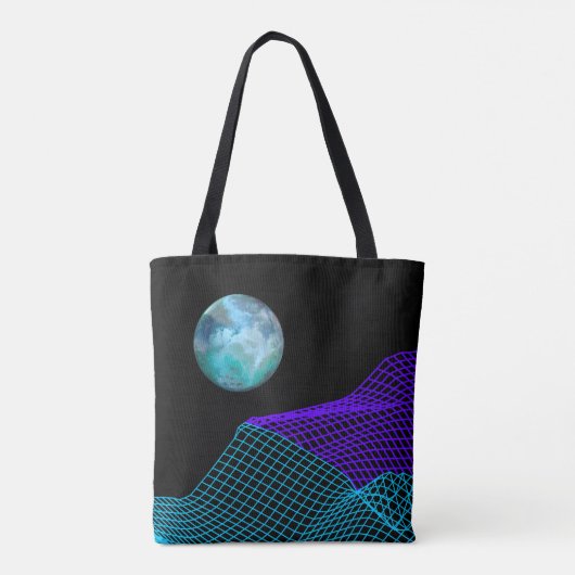 Tote Bag Dimensions Abstraites Planet violet bleu noir (Dos)
