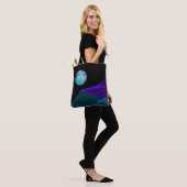 Tote Bag Dimensions Abstraites Planet violet bleu noir (Sur le modèle)