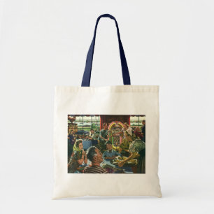 Tote Bag Dîner de famille vintage dans un diner avec un juk