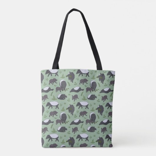Tote Bag Dîner en famille Tapir en vert (Dos)