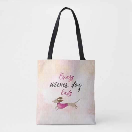 Tote Bag Dingue Wiener Chien Lady (Devant)