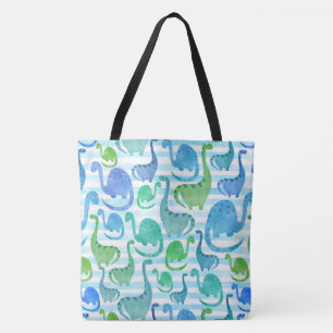 Tote Bag Dino Stripe Aquarelle Dinosaures Adorable