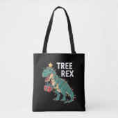 Tote Bag Dinosaur Arbre de Noël Rex Pyjamas de Noël Lumière (Devant)