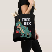 Tote Bag Dinosaur Arbre de Noël Rex Pyjamas de Noël Lumière (De près)