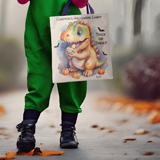 Tote Bag Dinosaur Halloween bonbons Trou ou traitement