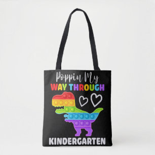 Tote Bag Dinosaur Poppin My Way Through Kindergarten